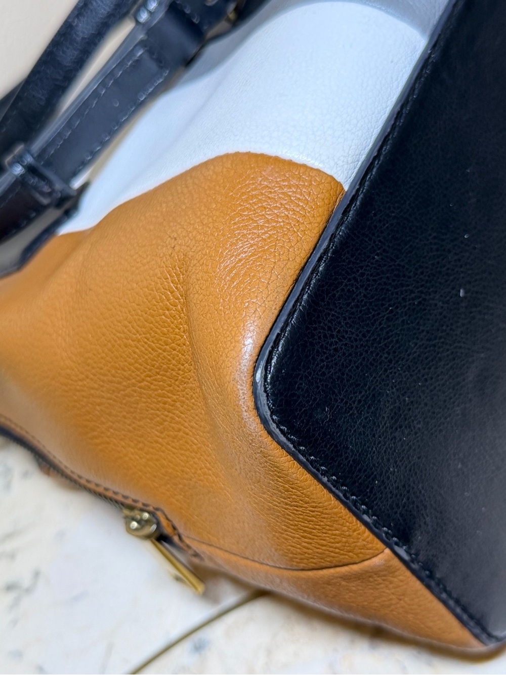 Vintage Fossil Striped Leather Satchel - Picture 8 of 15